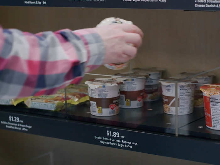 The store also features grab-and-go favorites, including this shelf of breakfast items.