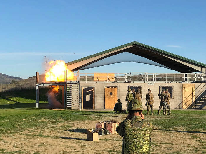 "Our last course of action is to go through a wall or a roof," a Marine told Insider, explaining that there is danger of hitting a gas line or something like that and putting the stack at risk. Doors and windows are safer choices.