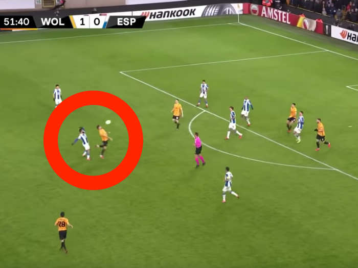 Only as far as Neves however, who first chested the ball ...