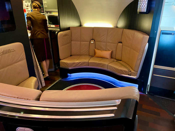 The business-class seat is definitely comfortable for a long flight. But if you