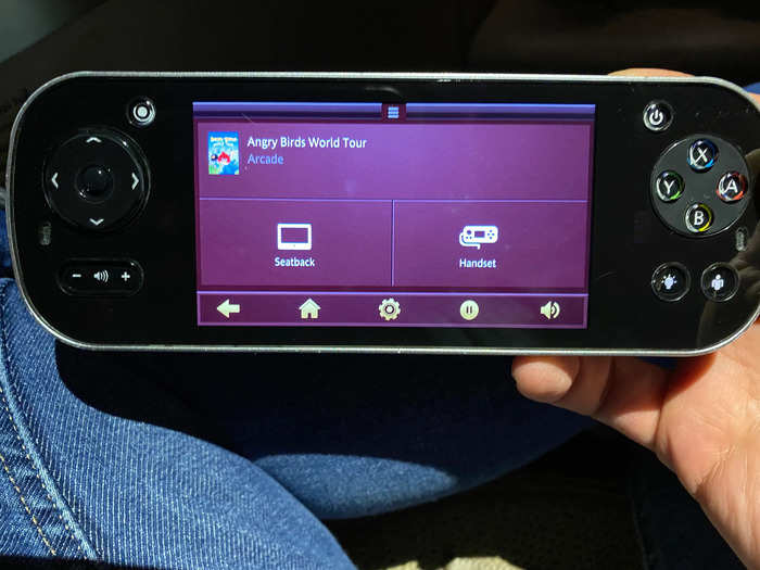 You could also use the Android OS-based remote to play games or look up the flight map while watching a movie on the main screen.
