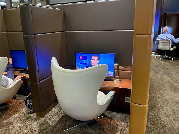 There was a range of different types of seats — couches, armchairs, desks, restaurant-style tables — but I especially liked the semi-private TV "suites."