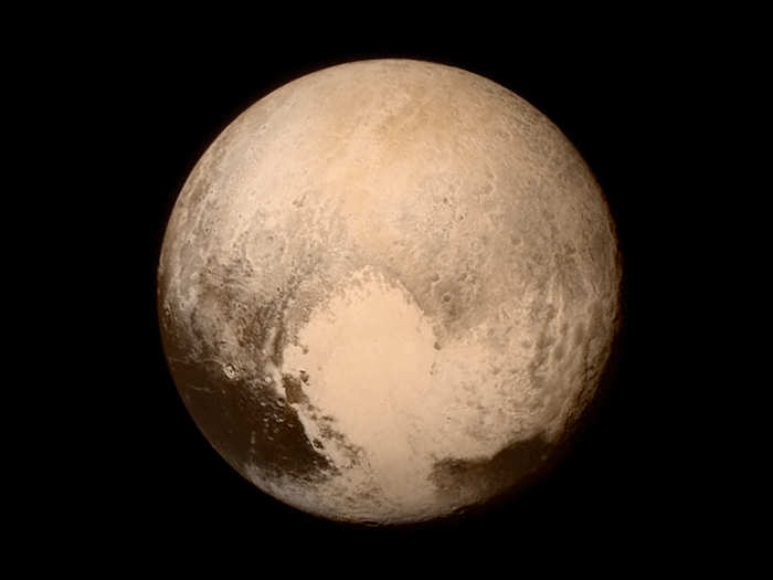 Pluto is 5.5 times smaller than Earth, at 1,400 miles (2,380 kilometers) wide. That