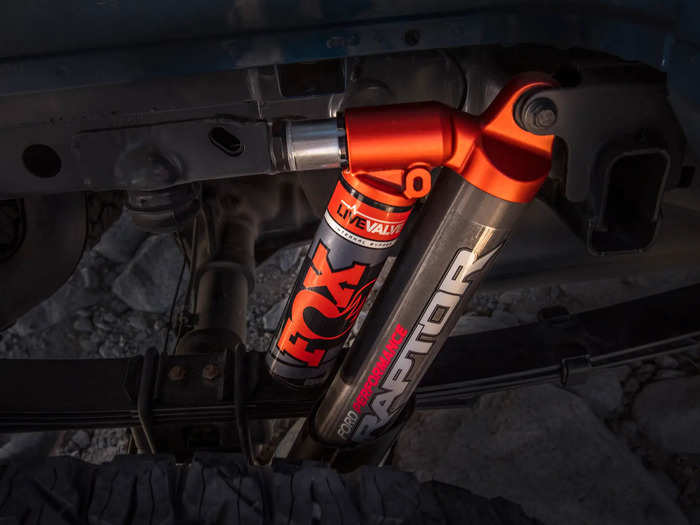 A set of high-performance, long-travel Fox shocks means the Raptor tackles bumps and ruts with ease.