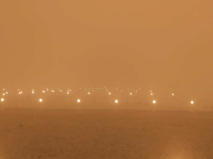 This is a view of an empty runway at Las Palmas Airport on February 22.