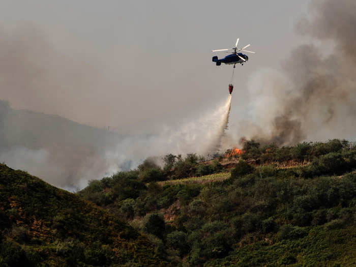 The strong winds also fanned wildfires, and 2,000 residents were forced to flee on Gran Canaria and Tenerife. This is a wildfire from 2019.