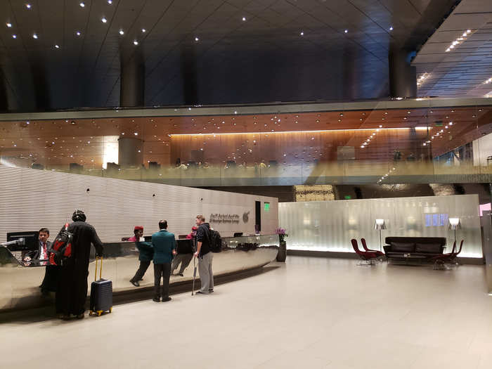 After I was cleared at the escalator security, I stopped at the main check-in. I loved the silver chrome desk. It was reflective (pun intended?) of the thoughtful design features I would soon find inside.