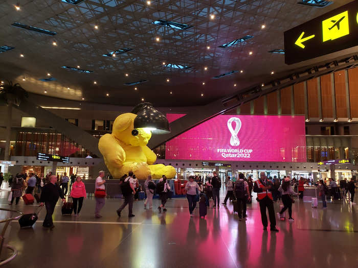 Once I was past customs, I saw the infamous Lamp Bear, a giant, 23-foot yellow teddy bear with a lamp through its head in the airport