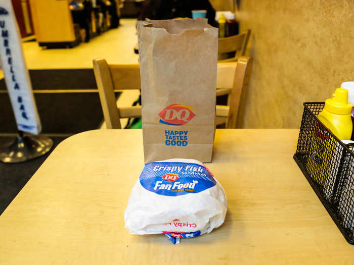 Next, I went to Dairy Queen, where I ordered the crispy fish sandwich ($6.39).