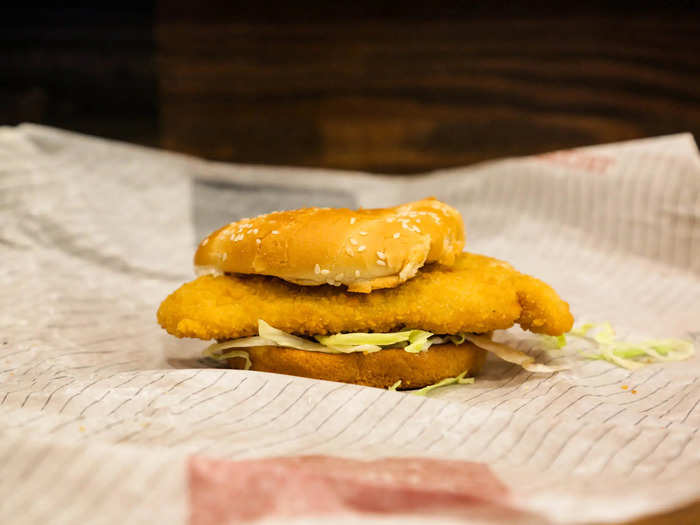 It featured an outsized triangular slab of fish slapped between two rather impressive sesame seed buns.