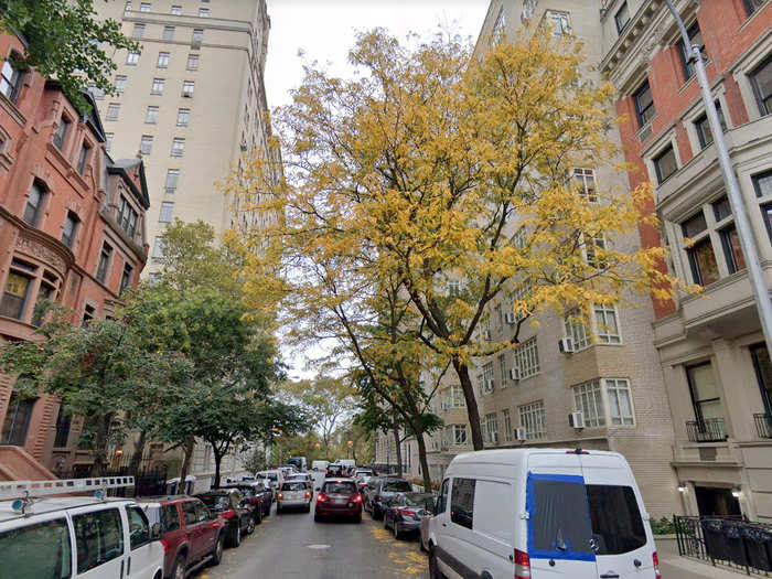 The five-story building sits on a leafy street in Manhattan