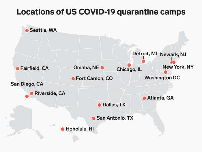 The Department of Defense and CDC have approved at least 15 US military bases as quarantine camps.