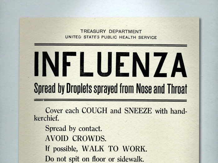 A poster by the United States Public Health Service warned Americans how to protect themselves against spread of the disease.