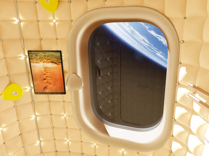 Each module has large windows to take in views of earth and space.