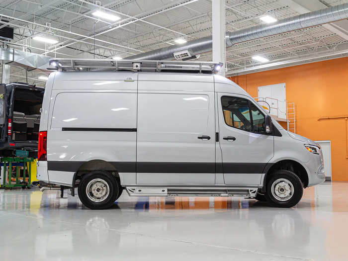 The couple chose to not have any windows in the "living" part of the van...