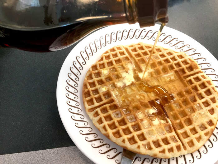 Not too heavy and not too thin, the waffle was crispy, golden joy. I finished the whole thing before the rest of my breakfast arrived.