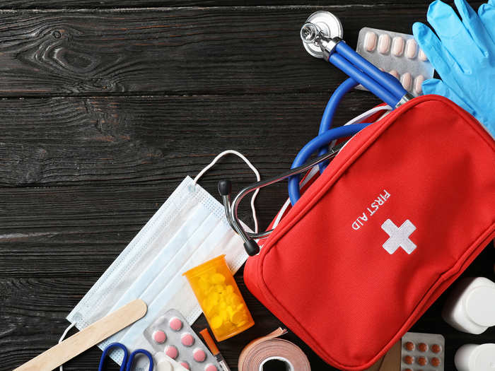 Maintain a first aid kit with supplies to treat common injuries.