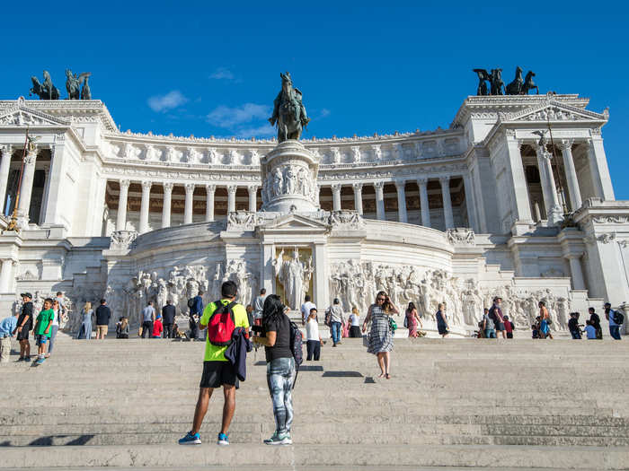 BEFORE: Near the Colosseum is the Il Vittoriano monument.