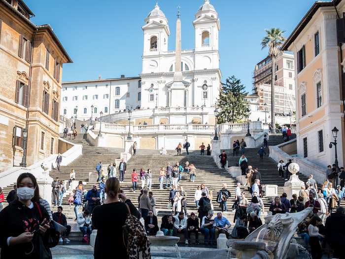 AFTER: But as the coronavirus spreads further south, more tourists are refraining from visiting the famous steps.