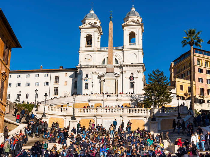 BEFORE: The Spanish Steps in Rome are a UNESCO world heritage site which attracts millions of picture-taking tourists every year.