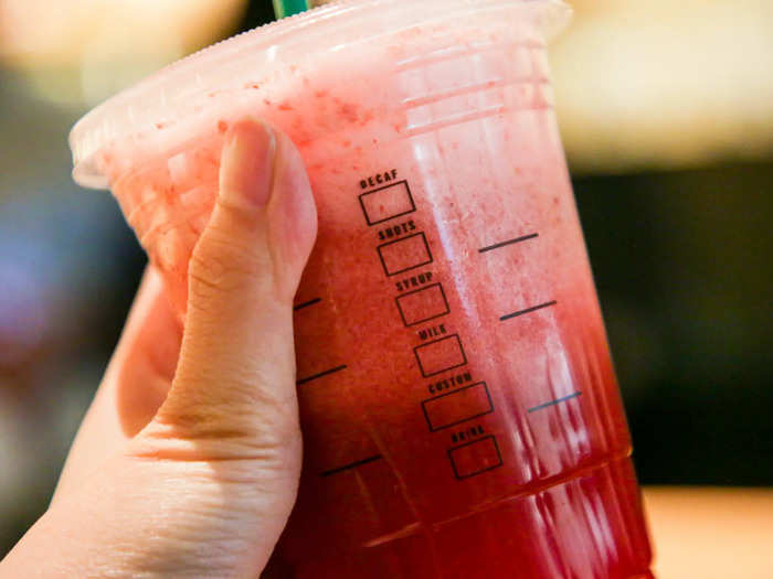 To order, blend lemonade and strawberry flavors with no add-on fee.