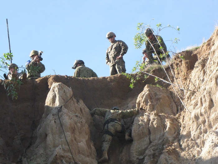 Marine reconnaissance teams operate in small six-man teams that can easily get in and out of places, but climbing is not a very fast process.