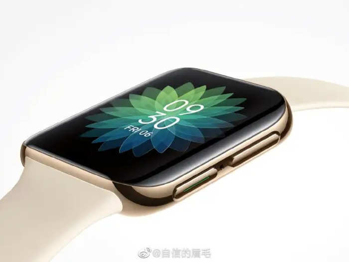 This is reportedly another photo of the Oppo Watch that was posted to Weibo in January. The case and band colors are almost the exact same as the Apple Watch Series 4, and the screensaver doesn