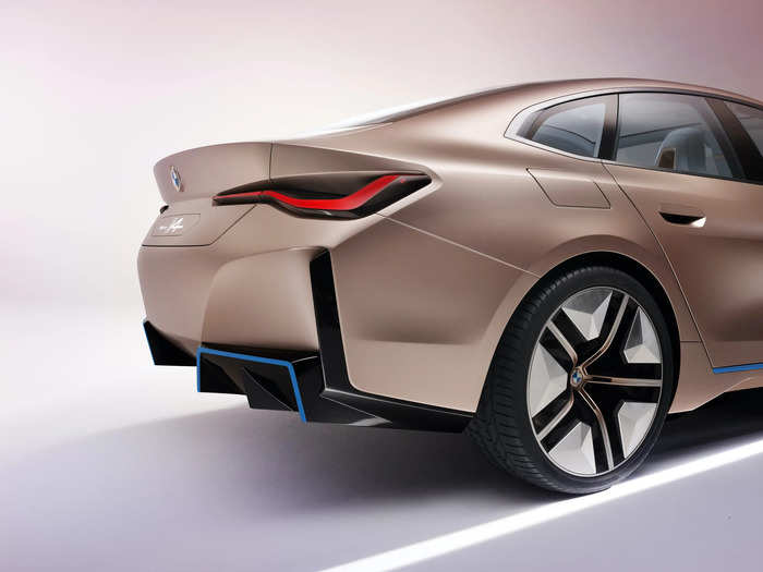 BMW says vertical air channels, along with diffusers where an exhaust exit would normally be, improve aerodynamics.