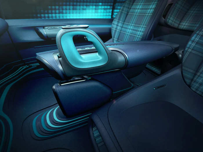 Those enable the driver to lean back and "control the vehicle from a position of comfort," Hyundai says.