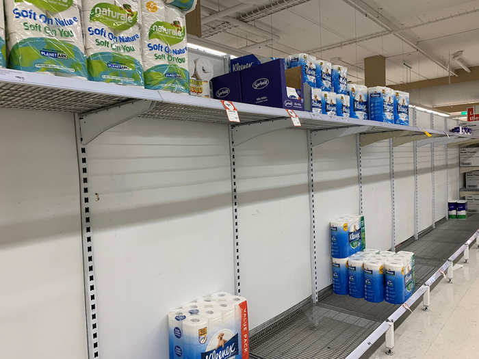 In Australia, panic buying because of coronavirus fears led to major supermarkets enforcing strict limits on toilet paper and hand sanitizer purchases.