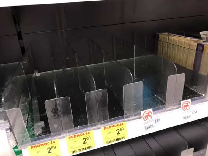 In Warsaw, Poland, the app for a popular drug store showed that antibacterial hand gel was running low or unavailable. Visiting a store location confirmed that sanitizer was out of stock.