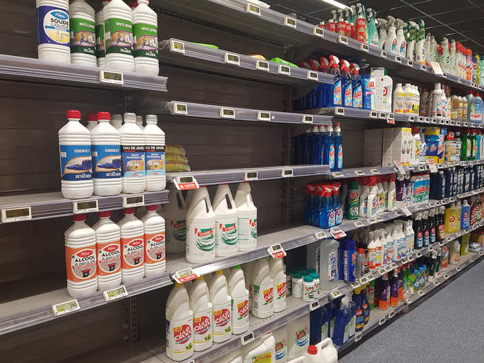 The cleaning supplies section looked a little bare, too.