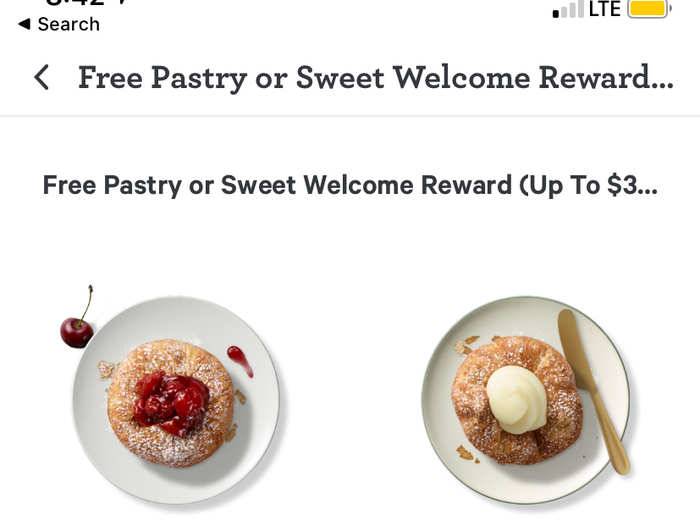 As an added bonus, joining the rewards program gets you a free pastry. Panera seems to be hoping customers will continue buying food on their coffee runs.