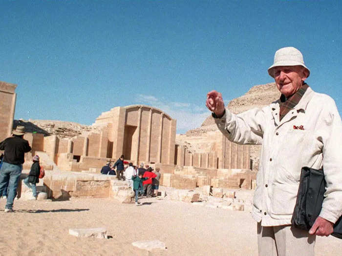 In 1926, French architect Jean Philippe Lauer was the first person to excavate the pyramid. When the tunnels beneath the pyramid were first explored they were tiled in blue, to symbolize Djoser