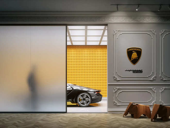 The Supercar Capsule team can also remodel the interior of an already built garage with new lights, colors, and details that will aid in the showcasing of the supercar.