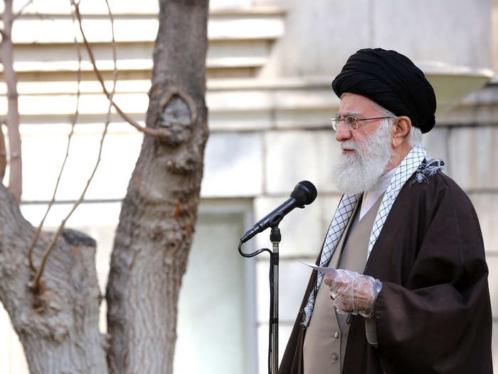 Supreme Leader Ali Khamenei has also been pictured wearing disposable gloves during a speech — an apparent health measure that he hadn