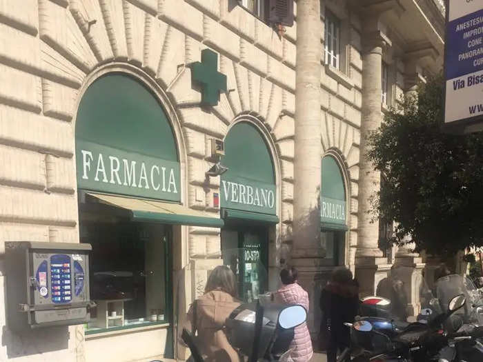 Giorgia, a 19-year-old from Rome, told Business Insider said Italians are sticking to this rule rigorously. This photo from her shows a line forming outside a local pharmacy, with people keeping a considerable distance between each other.