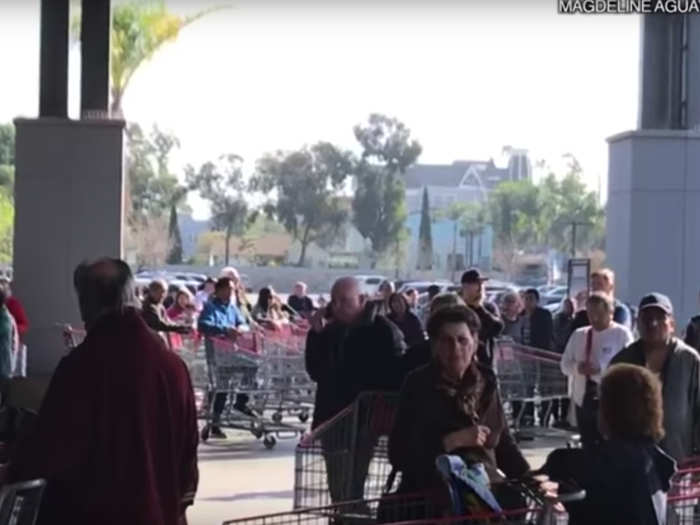 People have also been forming huge lines outside Costco and other large retailers to prepare for bulk purchases of toilet paper. Here