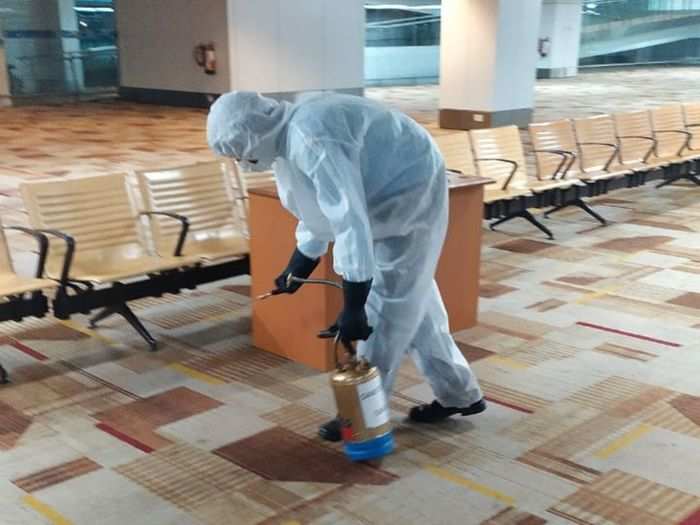 The airports are undertaking extensive sanitation of all areas to reduce the risk of Covid-19 spreading.