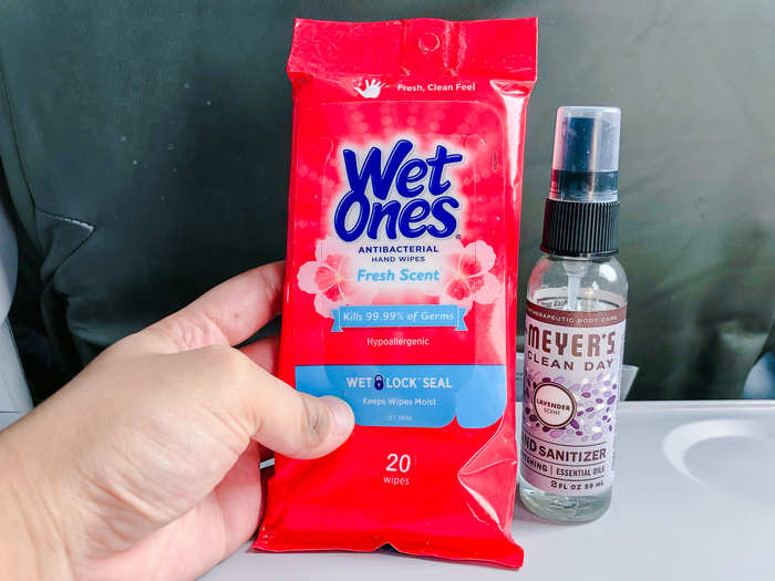 You can bring wipes and hand sanitizer with you