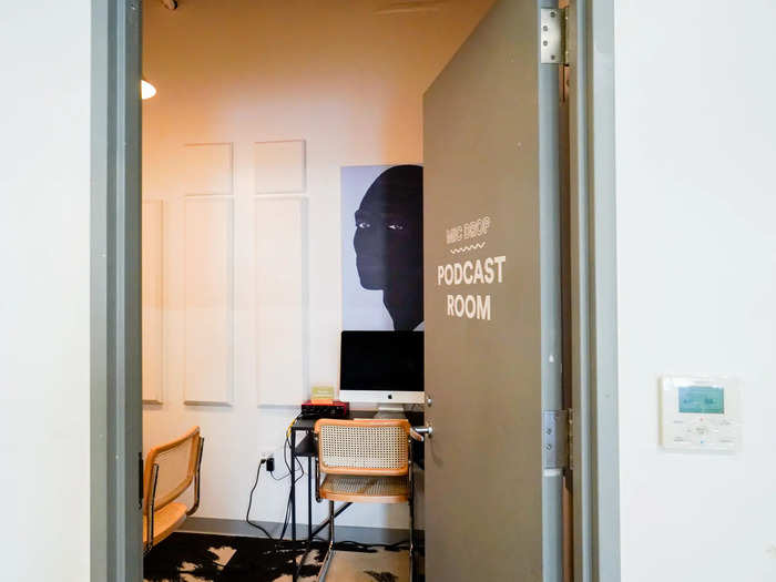 A podcast room is available for full-access members to use free of charge.