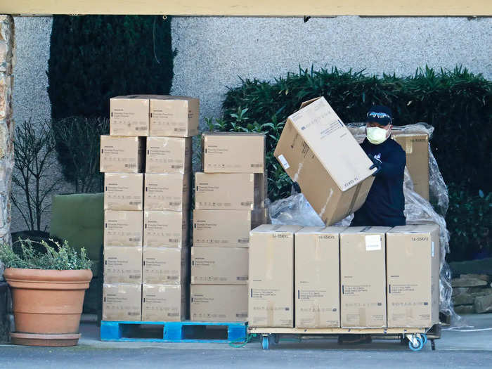 Protective gear arrived by the box load. They were provided by public agencies.