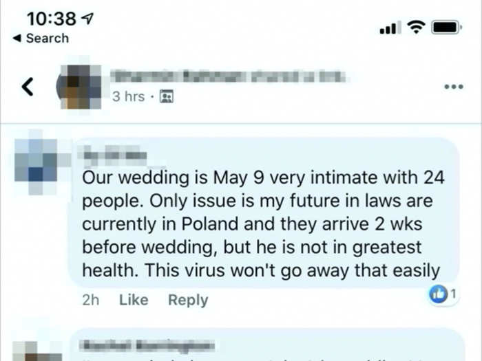 And beyond travel restrictions, weddings where the elderly will be mingling with guests from areas impacted by the coronavirus are causing concern.