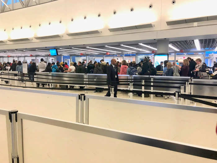 When we arrived at JFK, I was shocked to see a long line at security.