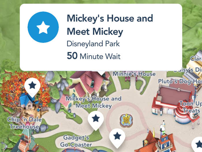 The wait to meet Mickey Mouse was 50 minutes long.