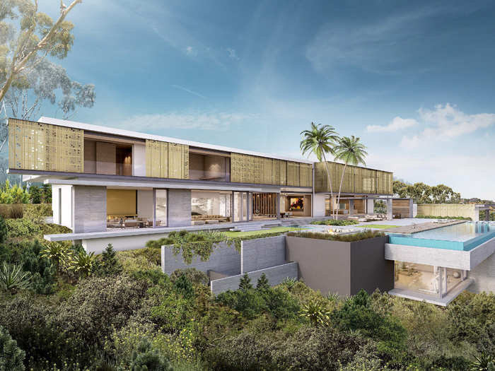 SAOTA designers said that the home was envisioned as an "expansive garden in the sky." It has 270-degree views of Downtown Los Angeles, the Bel Air Stone Canyon Reservoir, Century City, and the Pacific Ocean.