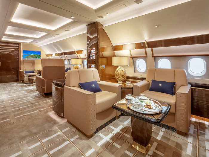 The cabin, designed by Yves Pickardt of Alberto Pinto Interior Design, is the pinnacle of luxury travel designed with comfort and space in mind, comparable to a penthouse suite than an airliner.