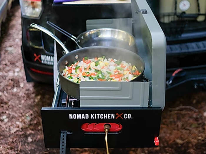 The space can fit different brands of two-burner stovetops, including certain Camp Chef, Coleman, Eureka, GSI, and Primus units