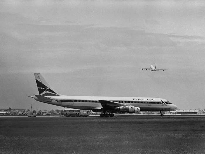 Quad-engine narrow-body aircraft such as the Douglas DC-8 could also make the journey between the US and Asia with a single stop, greatly bringing travel times down.