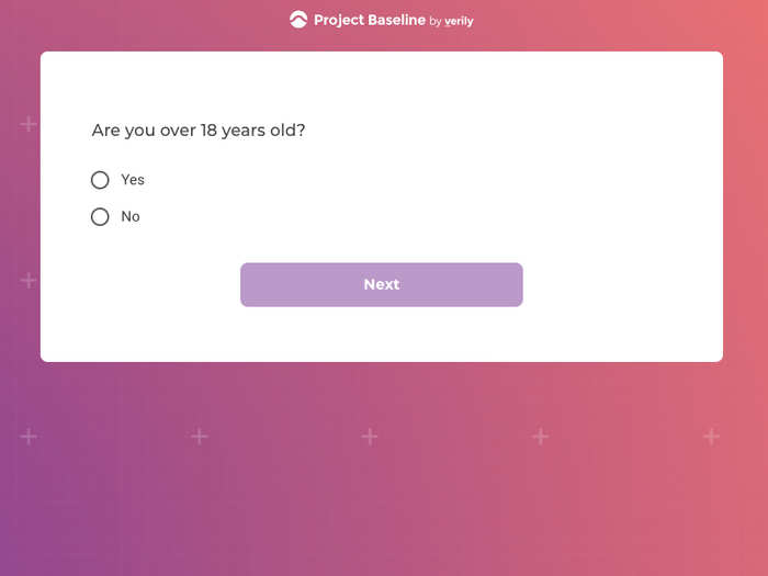 If you answer "no," the website continues the survey and asks for your age